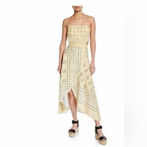 MIGUELINA yellow bandana strapless dress